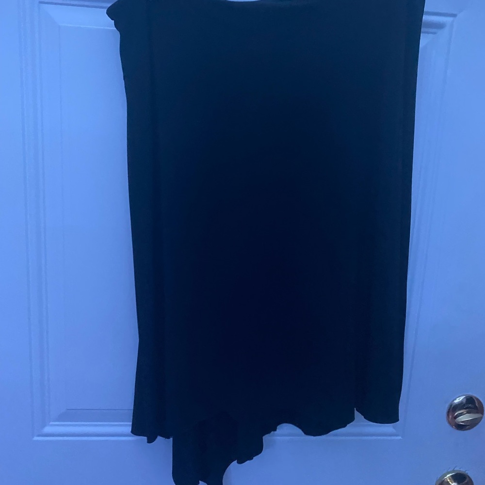 Asymmetrical black mid length skirt